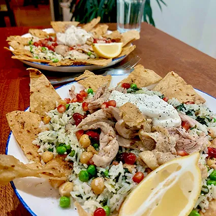 Foto bij het recept Fatteh met rijst en kip
