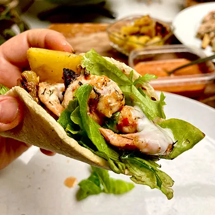 Foto bij het recept Garnalen-ananas taco’s van de BBQ