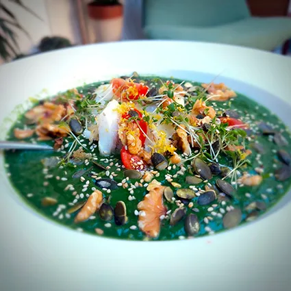 Foto bij het recept Spinaziesoep met kabeljauw